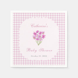 Waterverf Baby Shower Roze Bloemen Servetten
