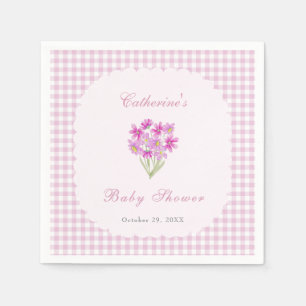 Waterverf Baby Shower Roze Bloemen Servetten