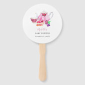 Waterverf Baby shower Tea Party roze theepot Handwaaier (Voorkant)