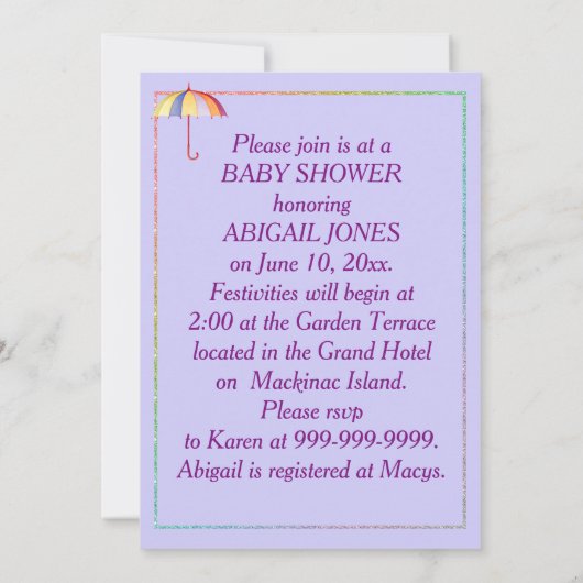 Waterverf Baby shower Uitnodiging (Achterkant)