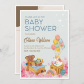 Waterverf Baby shower Uitnodiging Kaart (Voorkant / Achterkant)