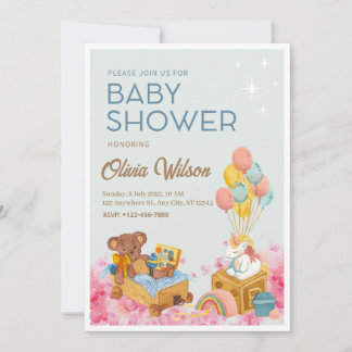 Waterverf Baby shower Uitnodiging Kaart