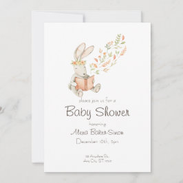 Waterverf baby shower uitnodiging met baby bunny