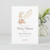 Waterverf baby shower uitnodiging met baby bunny (Staand voorkant)