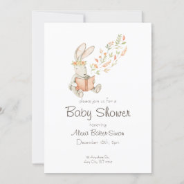 Waterverf baby shower uitnodiging met baby bunny