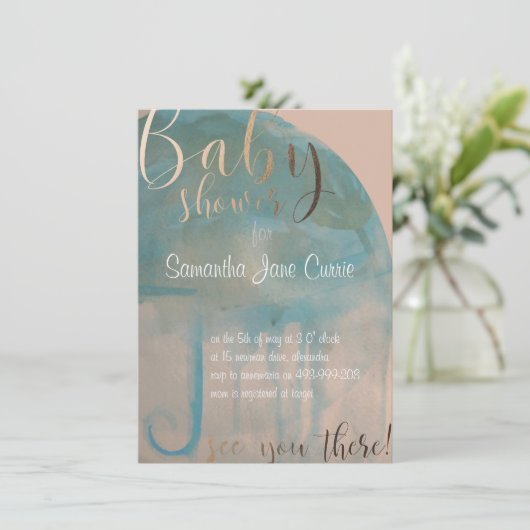 Waterverf Baby shower Uitnodiging tot urbanisatie (Staand voorkant)