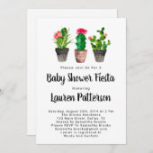 Waterverf Baby Shower-uitnodigingen, Fiesta Kaart (Voorkant / Achterkant)