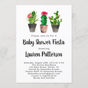 Waterverf Baby Shower-uitnodigingen, Fiesta Kaart