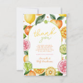 Waterverf Baby shower van citrusvruchten Bedankkaart (Voorkant)
