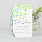 Waterverf Baby shower van de Boom van de Lente Kaart (Staand voorkant)