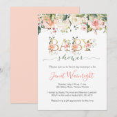 Waterverf Baby shower van groenbladeren Kaart (Voorkant / Achterkant)