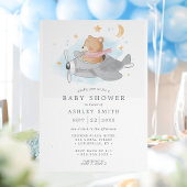 Waterverf Baby shower van het Beer van het vliegtu Kaart
