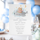 Waterverf Baby shower van het Beer van het vliegtu Kaart