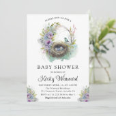 Waterverf Baby shower van het vogelnest Floral Spr Kaart (Staand voorkant)