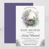Waterverf Baby shower van het vogelnest Floral Spr Kaart (Voorkant / Achterkant)