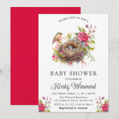 Waterverf Baby shower van het vogelnest Floral Spr Kaart (Voorkant / Achterkant)