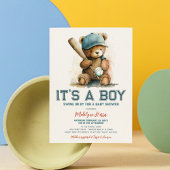 Waterverf Baby shower van honkbal Teddy Bear Kaart