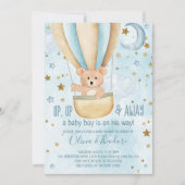 Waterverf Baby shower van warme luchtballon Beer Kaart (Voorkant)