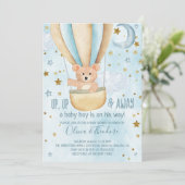 Waterverf Baby shower van warme luchtballon Beer Kaart (Staand voorkant)