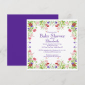  Waterverf Baby shower van wilde bloemen Kaart (Voorkant / Achterkant)