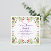  Waterverf Baby shower van wilde bloemen Kaart (Staand voorkant)