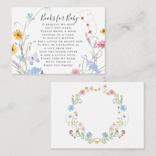 Waterverf Baby shower van wilde bloemen van bijenb Informatiekaartje (Voorkant / Achterkant)