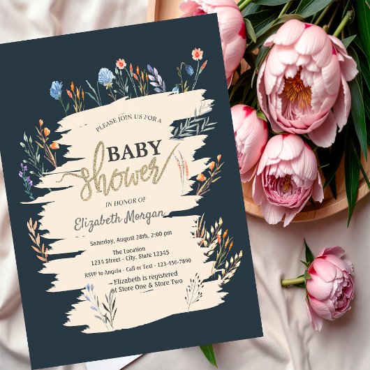 Waterverf Baby shower Veerbloem Kaart