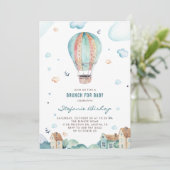  Waterverf Baby shower Warmluchtballon Kaart (Staand voorkant)