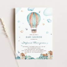  Waterverf Baby shower Warmluchtballon
