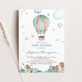  Waterverf Baby shower Warmluchtballon Kaart