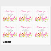 Waterverf Baby shower Wilde bloem Roze Hartelijk d Vierkante Sticker (Vel)