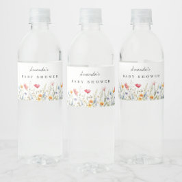 Waterverf Baby Shower Wilde Bloemen Waterfles Etiket