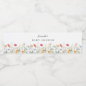 Waterverf Baby Shower Wilde Bloemen Waterfles Etiket (Enkel label)
