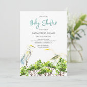 waterverf Baby shower Witte Heron Mangroves Kaart (Staand voorkant)