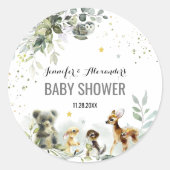 Waterverf Baby shower Woodland Sticker (Voorkant)