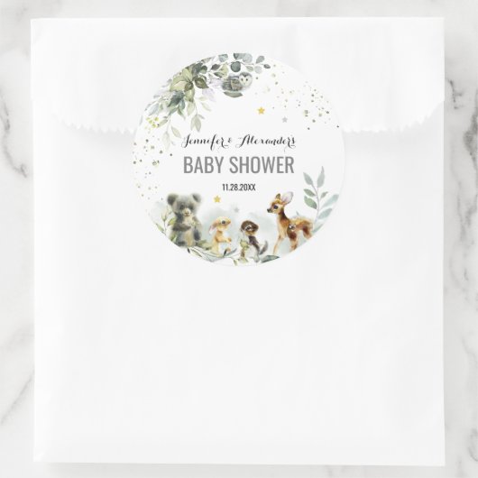 Waterverf Baby shower Woodland Sticker (Tas)