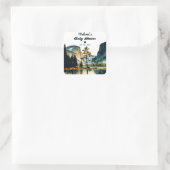 Waterverf Baby shower Yosemite National Park ca Vierkante Sticker (Tas)