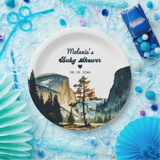 Waterverf Baby shower Yosemite National Park Papieren Bordje (Feest)