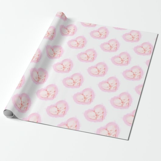 Waterverf Baby Twins Baby shower Moederschap Cadeaupapier (Uitgerold)