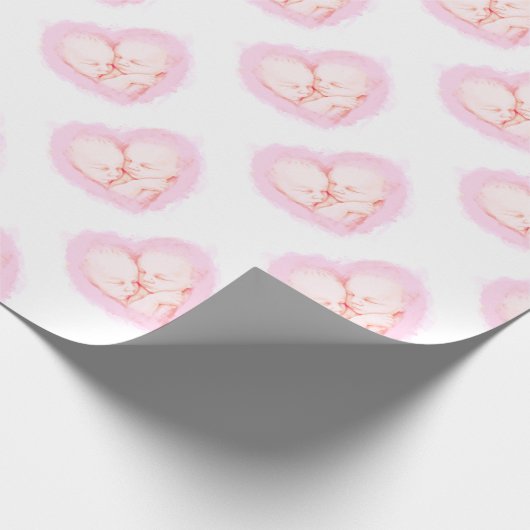 Waterverf Baby Twins Baby shower Moederschap Cadeaupapier (Hoek)