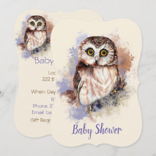 Waterverf Baby Uil Bird Baby shower Kaart