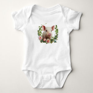 Waterverf Baby Varken (Knorretje) Bloemenkrans Romper