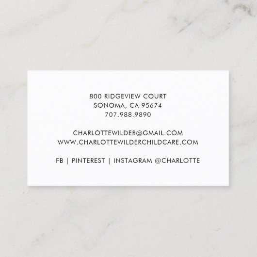 Waterverf Baby Vogels Kinderopvang Visitekaartje (Achterkant)