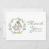 Waterverf Baby wasbeer krans Baby shower Bedankkaart (Voorkant)