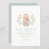 Waterverf Baby White Flowers Elegant Baby shower Kaart