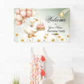 Waterverf Baby White Goose verjaardagsfeestje Spandoek (Insitu)