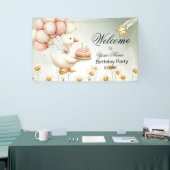 Waterverf Baby White Goose verjaardagsfeestje Spandoek (Beurs)