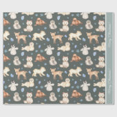 Waterverf Baby winterdieren met groen kerstfeest Cadeaupapier (Vlak)