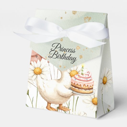 Waterverf Baby Witte Gans Verjaardagsfeest Schatti Bedankdoosjes (Voorkant Zijde)