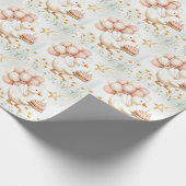 Waterverf Baby Witte Gans Verjaardagsfeest Schatti Cadeaupapier (Hoek)